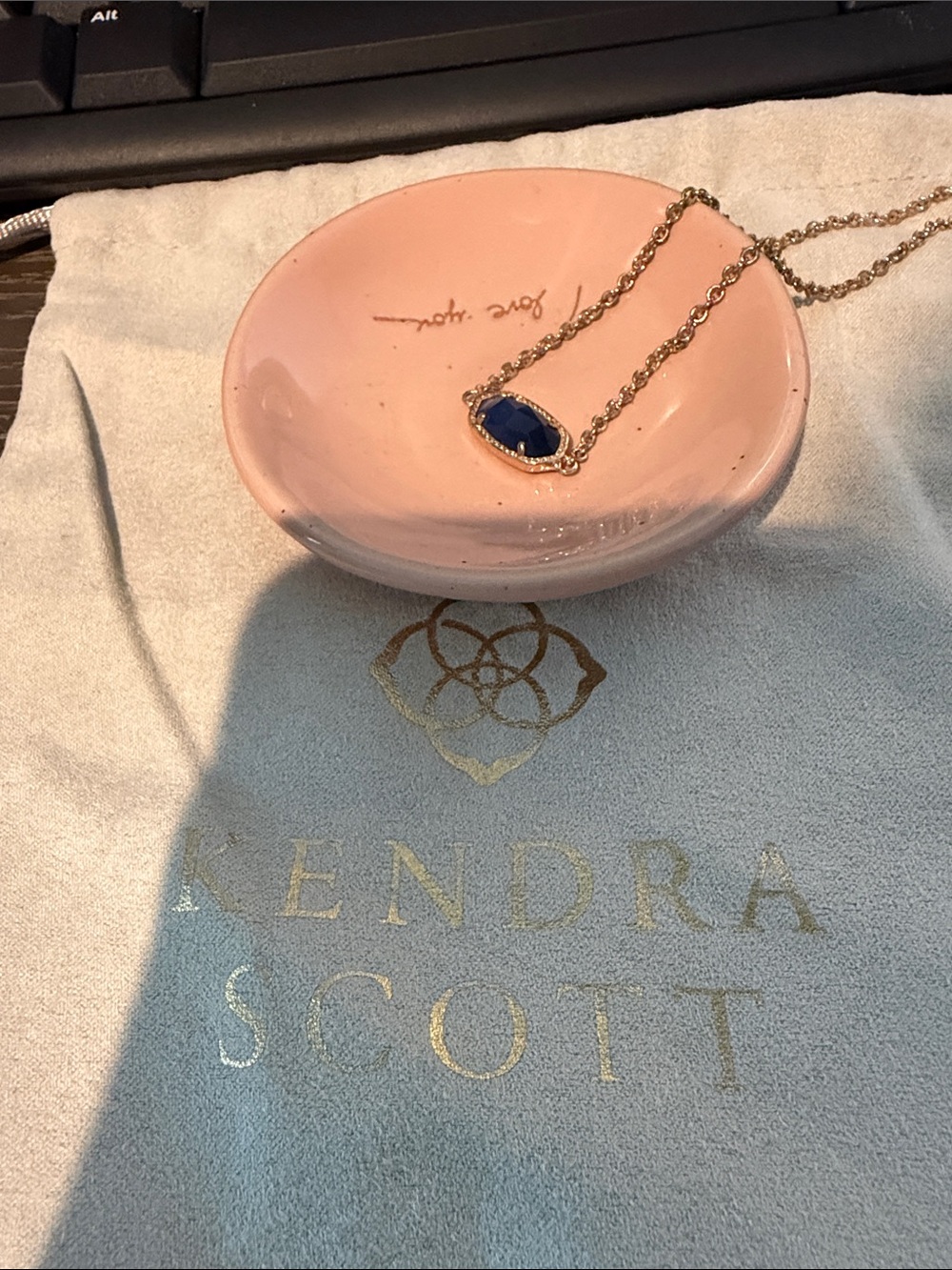 Kendra Scott Gold Pendant Beacelet with Navy Blue Stone